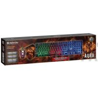 Набор игровой, DEFENDER Aura MKP-117 RU,Light,Мышь + Клавиатура + Ковер