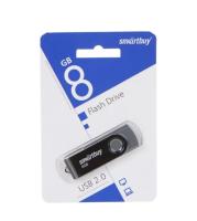 Флешка USB 8 Гб SmartBuy Twist, USB2.0, пластик, чёрный