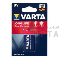 Батарейка крона, VARTA 6LR61 LONGLIFE MAX POWER 9V (1 бл)  (10/50)