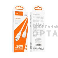 Кабель Type-C to Lightning HOCO X93 Force, 1m, 2.4A, PD 20Вт,  белый