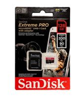 Карта памяти microSD 128 Гб SanDisk, Extreme Pro, Class10 UHS-I U3 V30 A2, R/W 200/140MB/s, с адаптером