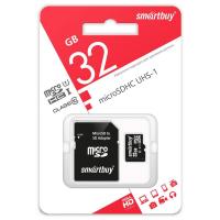 Карта памяти microSDHC 32 Гб SmartBuy, Class10, UHS-1, с адаптером